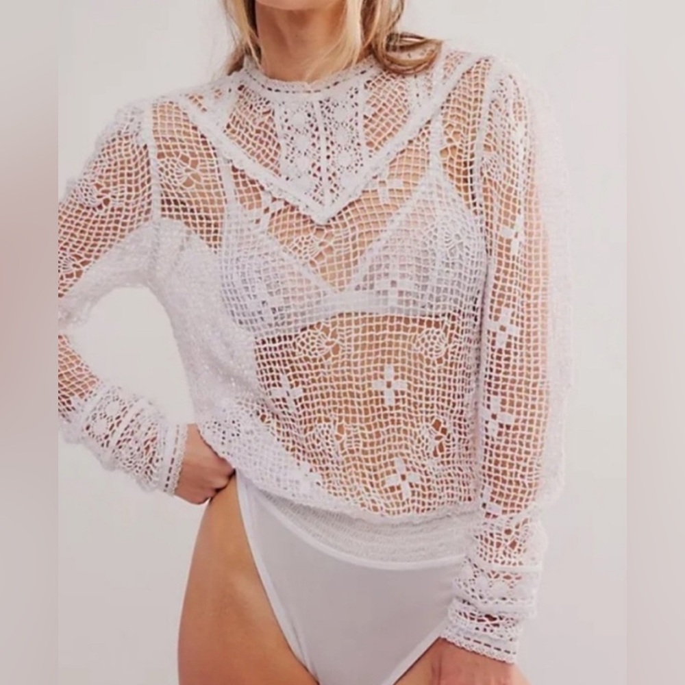 Free People intimately. Sheer White/Ivory Mesh body suit.NWT size small